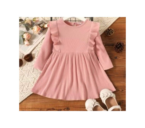 Solid Frill Trim Dress